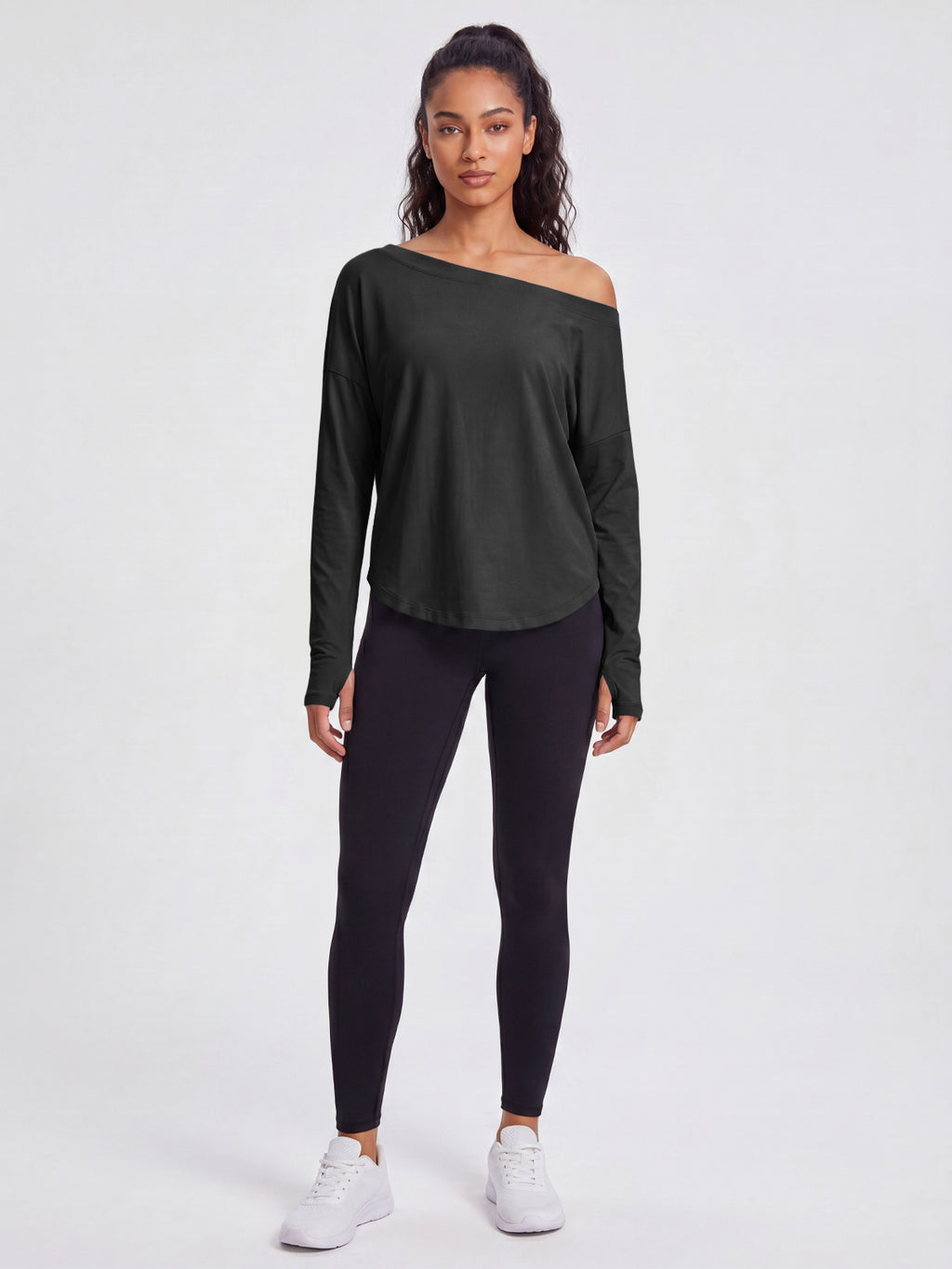 Aoysky Womens Black Off Shoulder Top