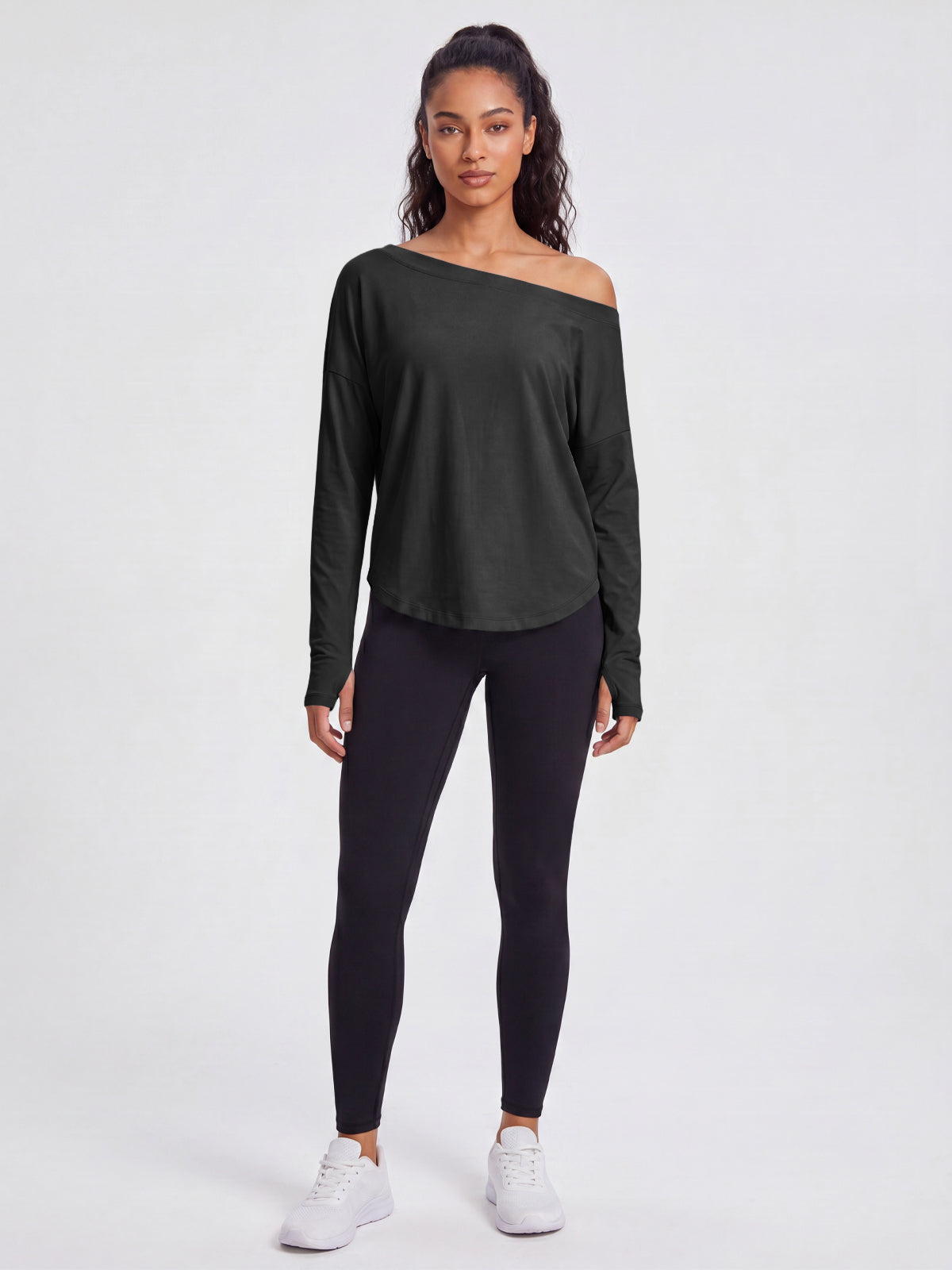 Aoysky Womens Black Off Shoulder Top