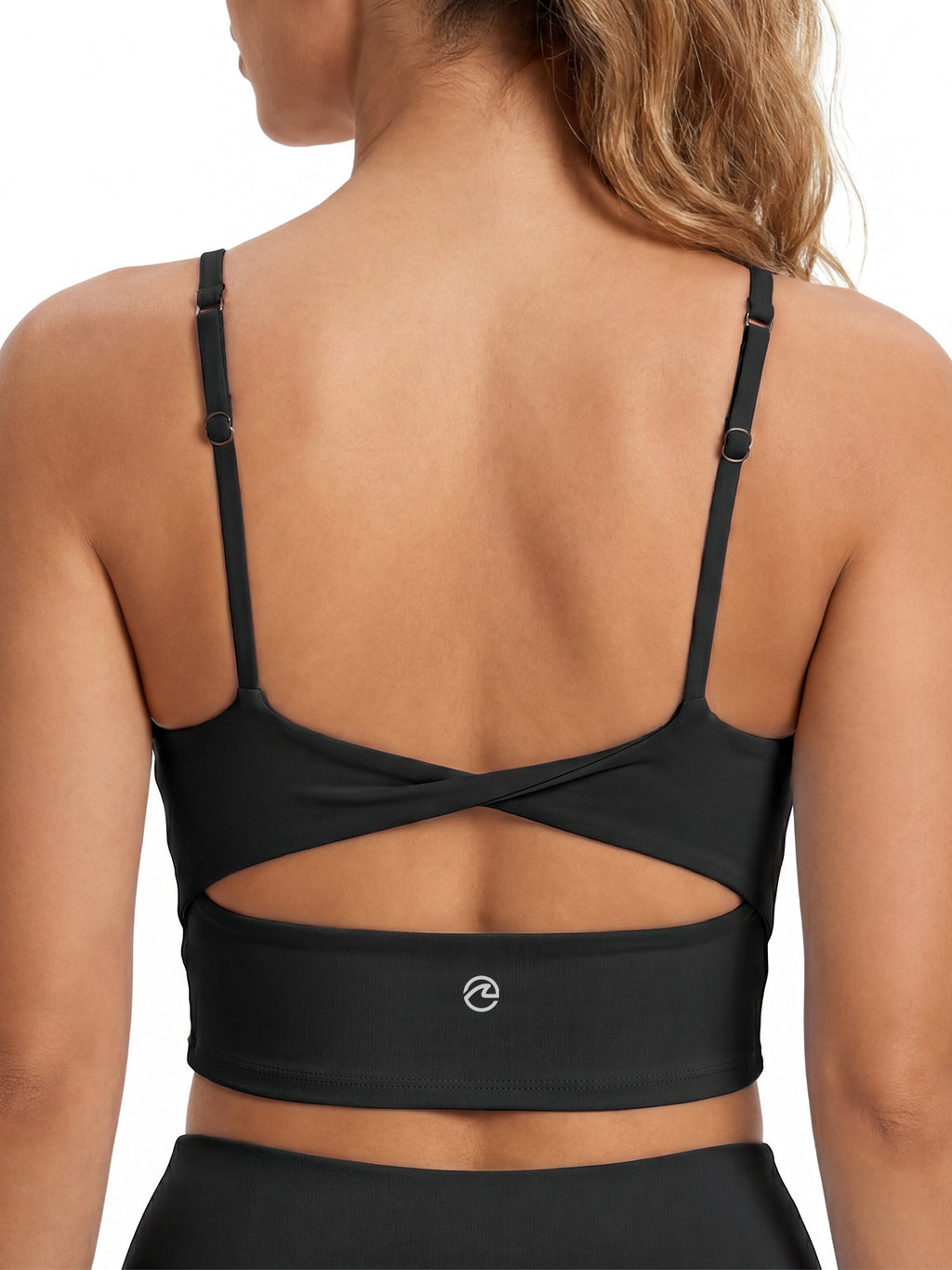Aoysky Womens Pure Black Twist Back Sports Bra