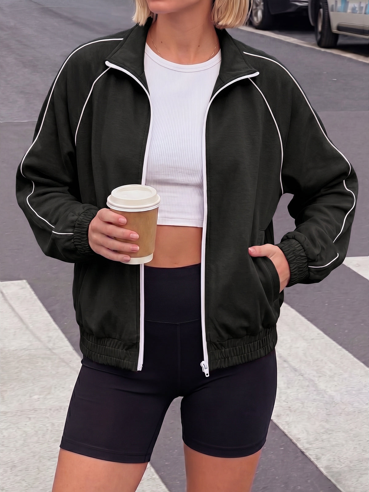 Aoysky Womens Black Full Zip Jacket