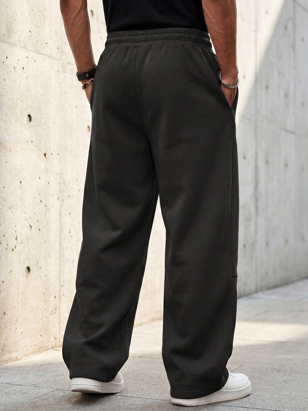 Aoysky Mens Black Baggy Sweatpants