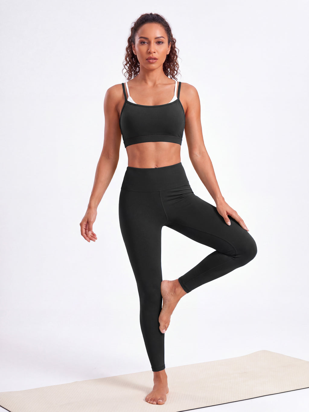 Aoysky Womens Black Strappy Sports Bra