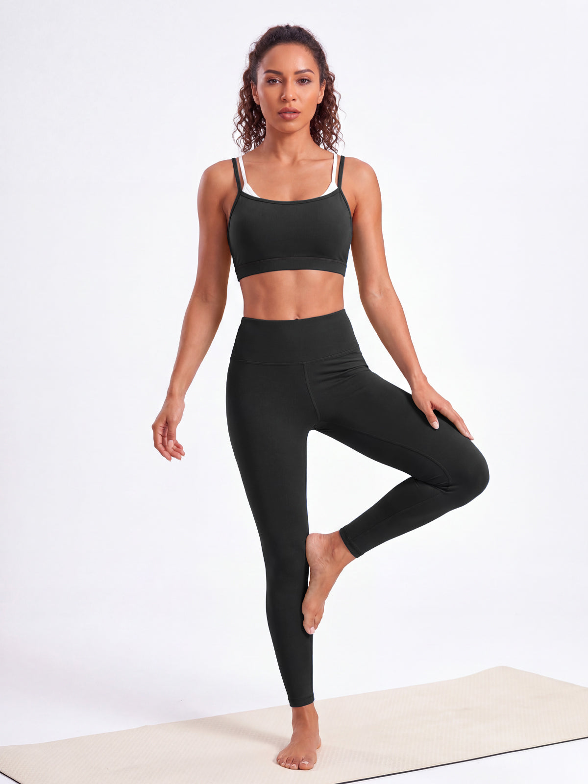 Aoysky Womens Black Strappy Sports Bra
