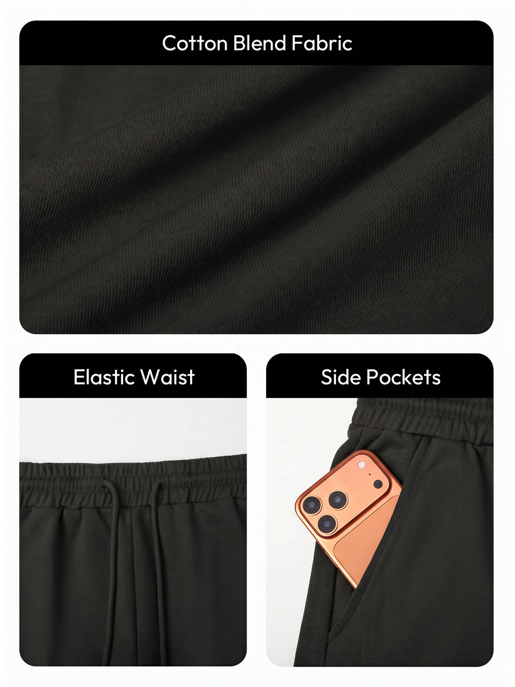 Aoysky Mens Black Baggy Sweatpants