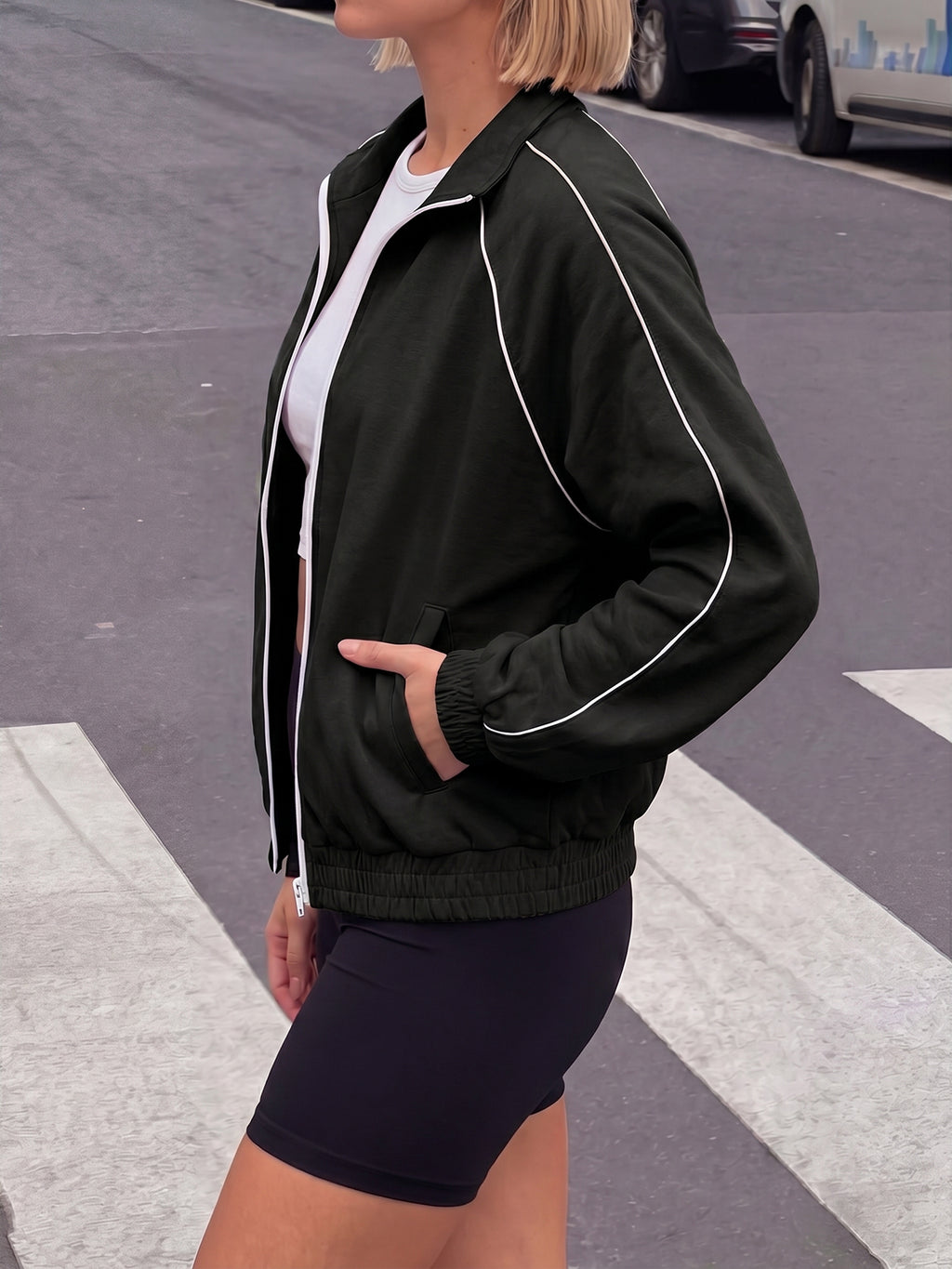 Aoysky Womens Black Full Zip Jacket