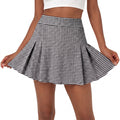 Aoysky Womens Black Plaid Tennis Skort