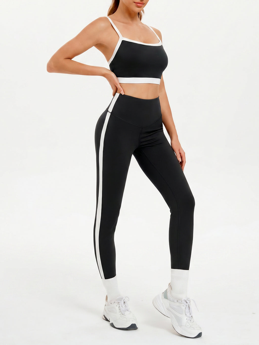 Aoysky Womens Black 2 Piece Workout Set