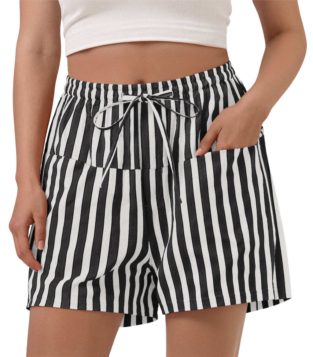 Aoysky Womens Black Striped Lounge Shorts
