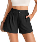 Aoysky Womens Black Pleated A-Line Shorts