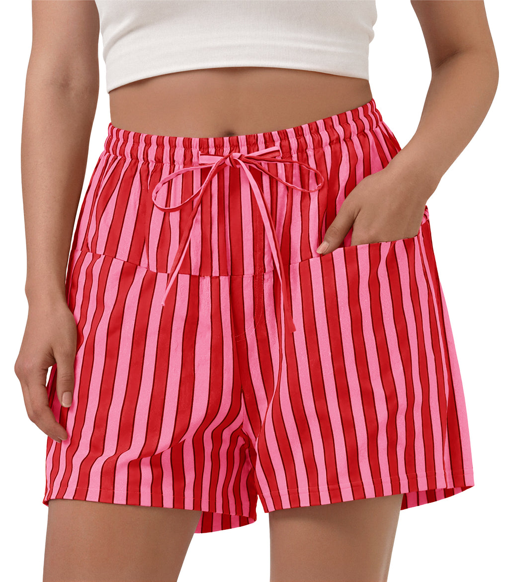 Aoysky Womens Burgundy Striped Lounge Shorts
