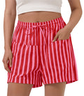 Aoysky Womens Burgundy Striped Lounge Shorts