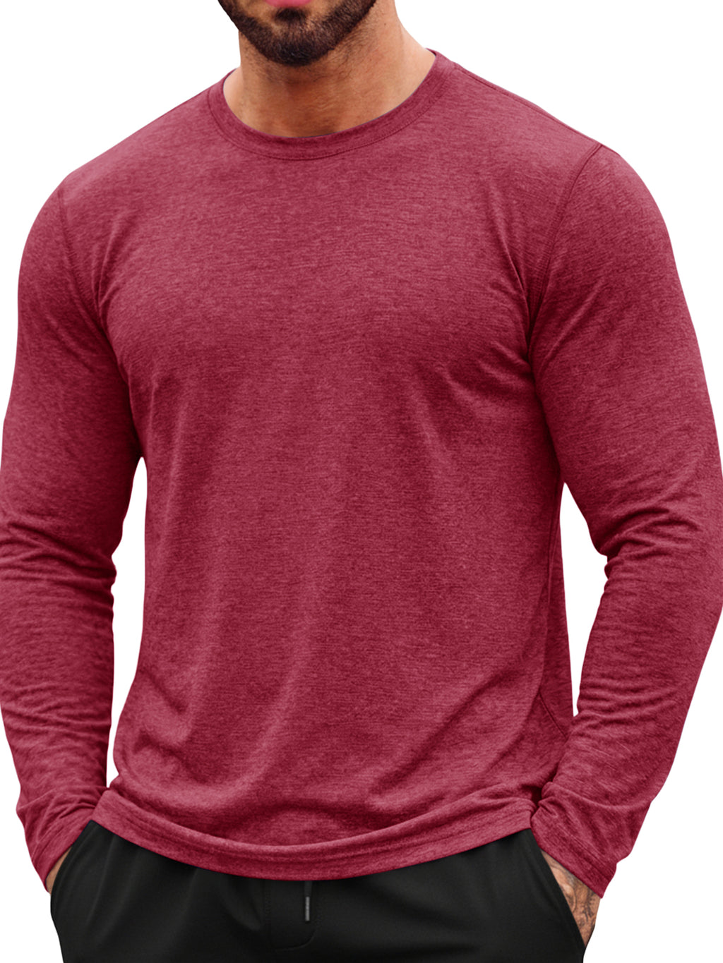 Aoysky Mens Burgundy Workout Shirt