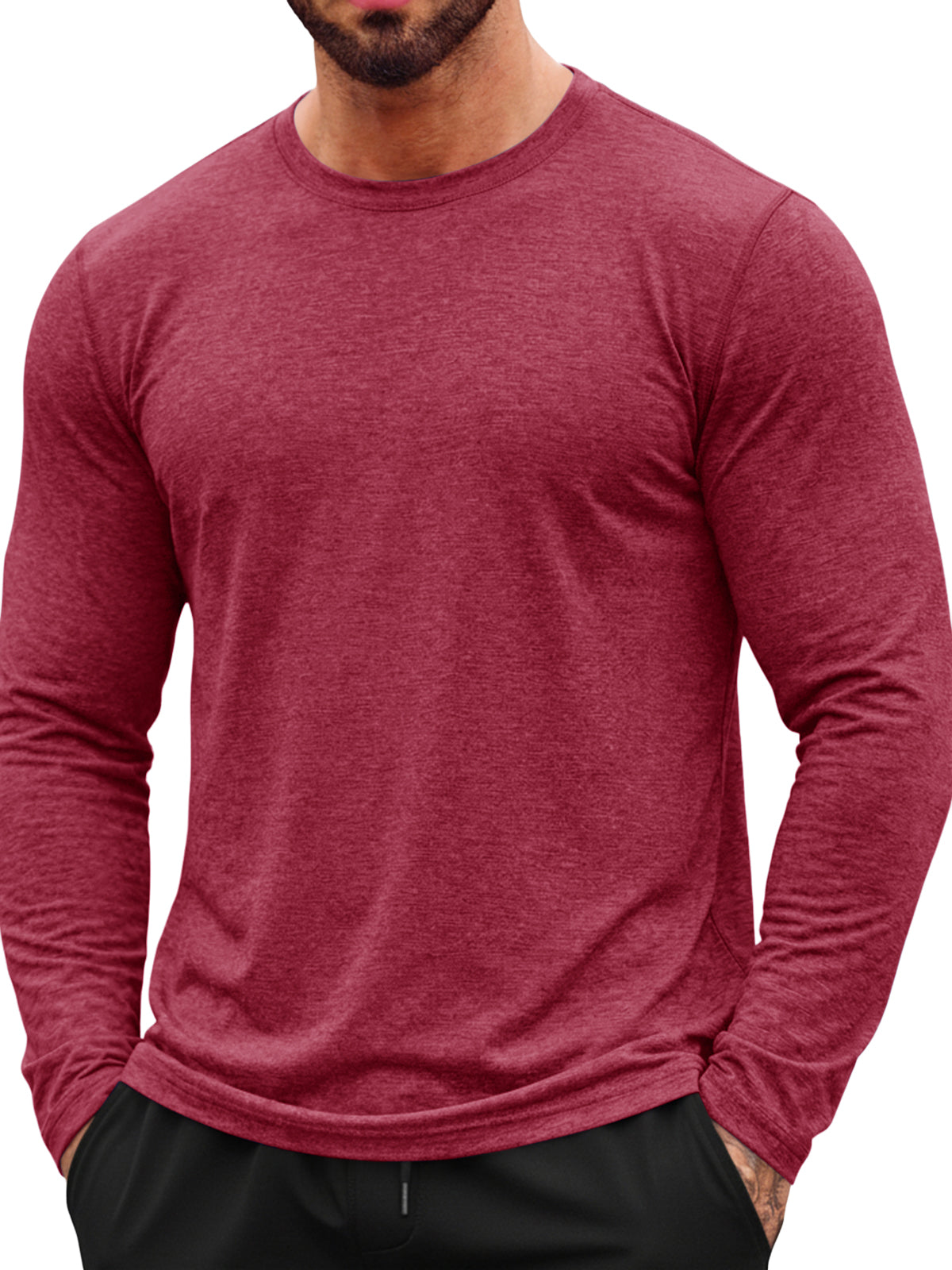 Aoysky Mens Burgundy Workout Shirt