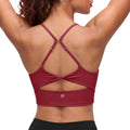Aoysky Womens Burgundy Twist Back Sports Bra