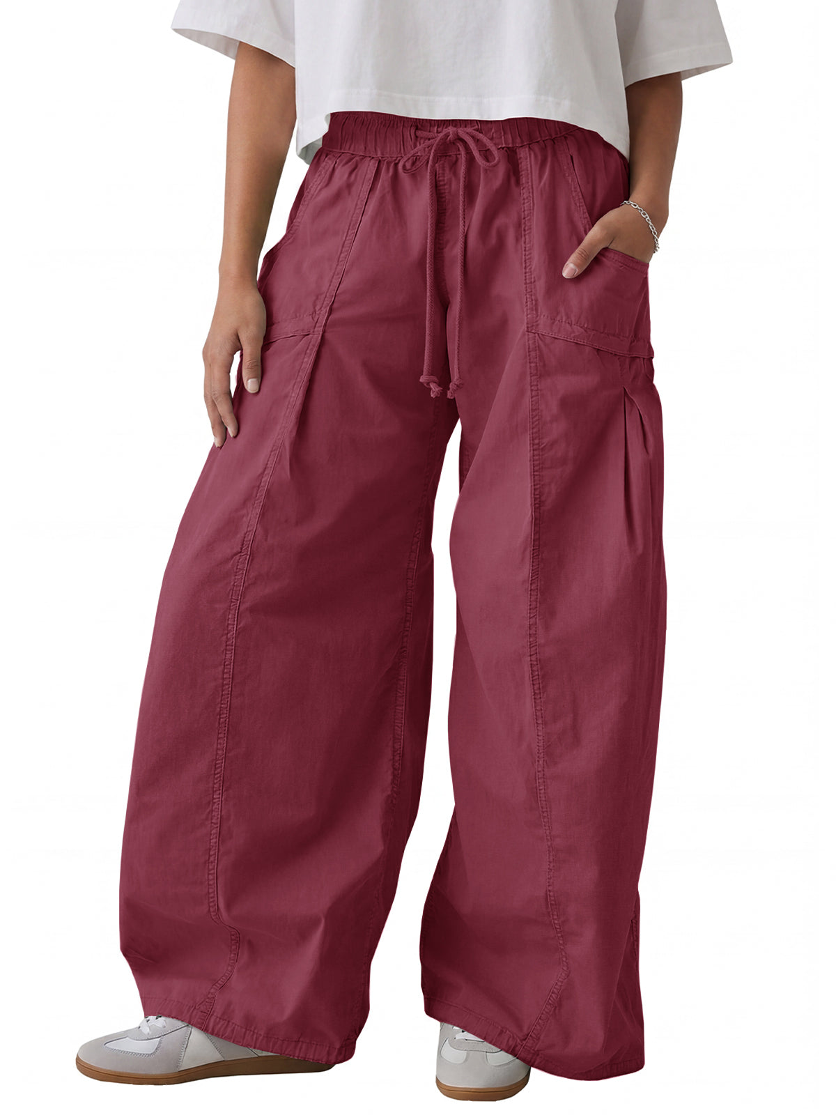 Aoysky Womens Burgundy Cargo Pants