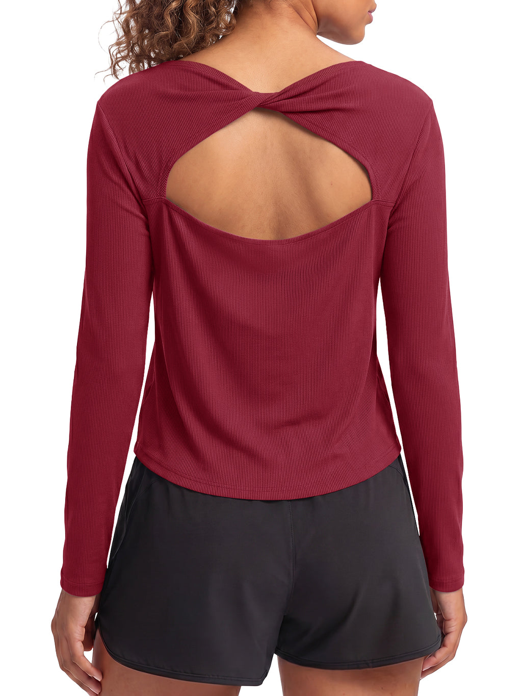 Aoysky Womens Burgundy Open Back Top