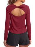 Aoysky Womens Burgundy Open Back Top