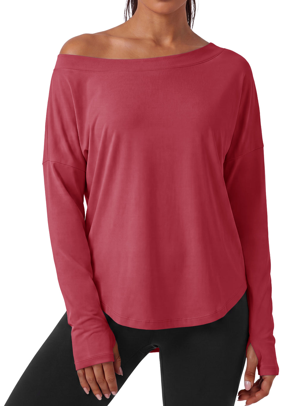 Aoysky Womens Burgundy Off Shoulder Top