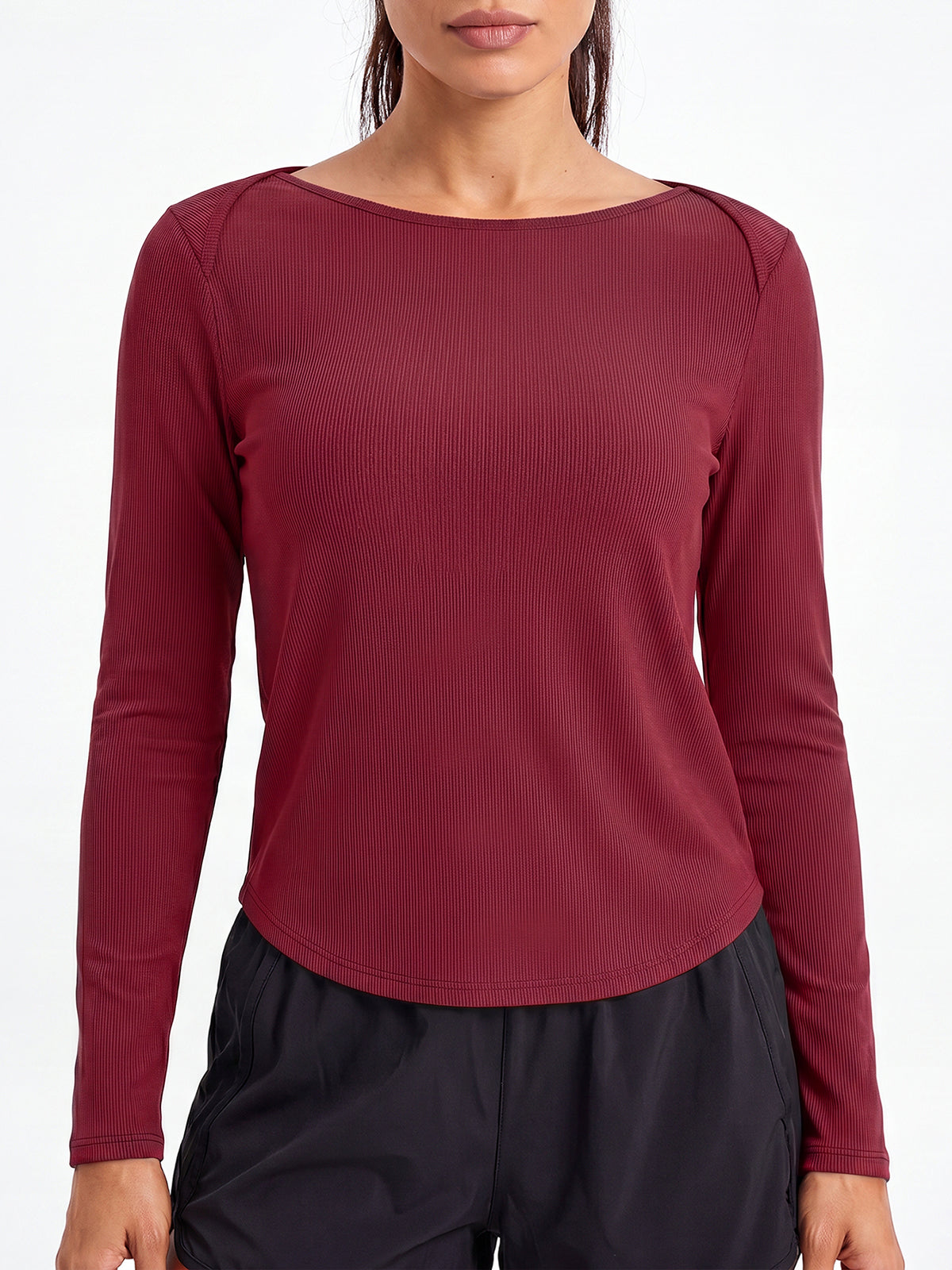 Aoysky Womens Burgundy Open Back Top