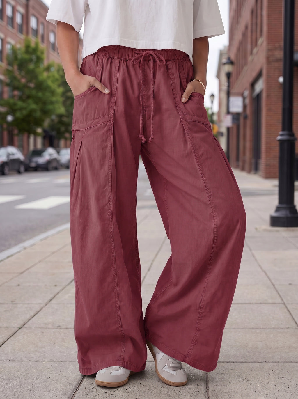 Aoysky Womens Burgundy Cargo Pants