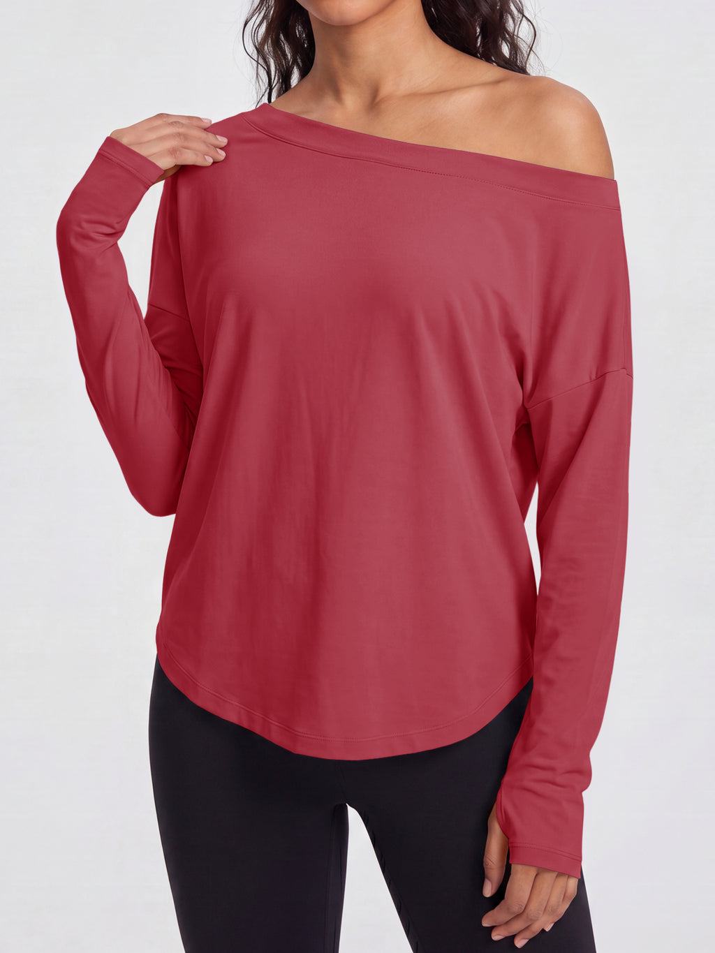 Aoysky Womens Burgundy Off Shoulder Top