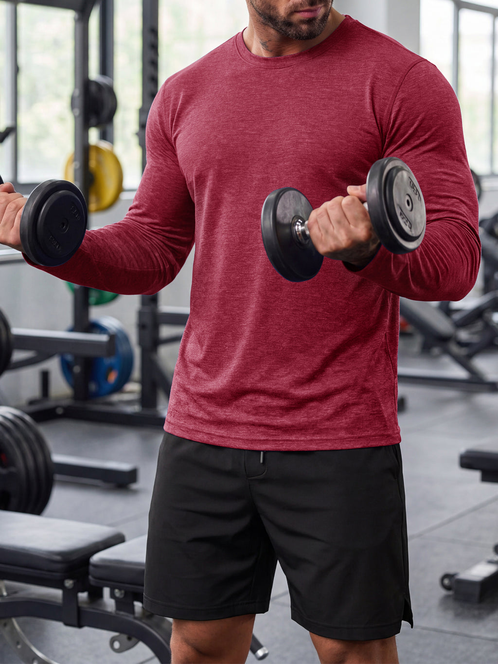 Aoysky Mens Burgundy Workout Shirt