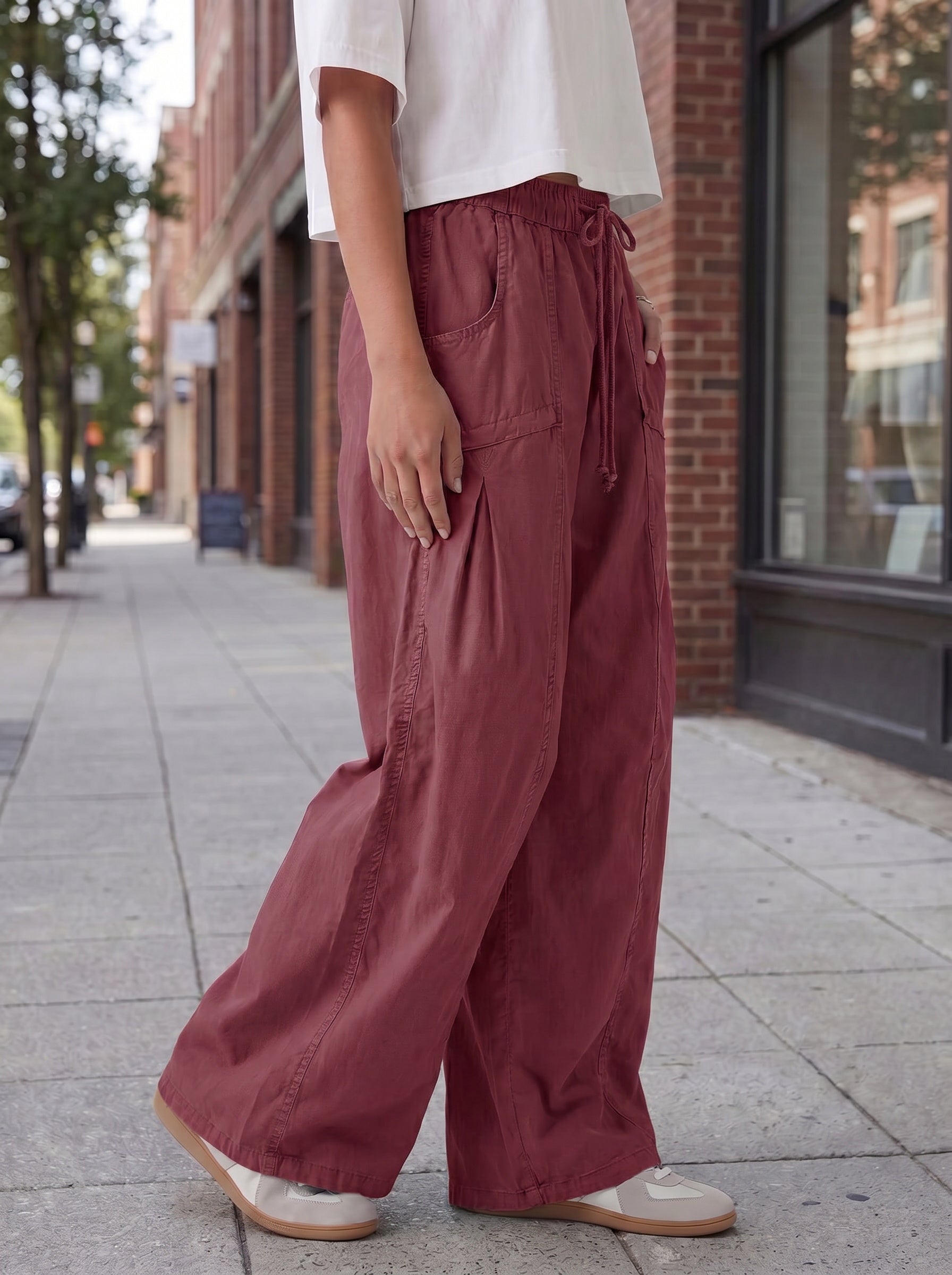 Aoysky Womens Burgundy Cargo Pants