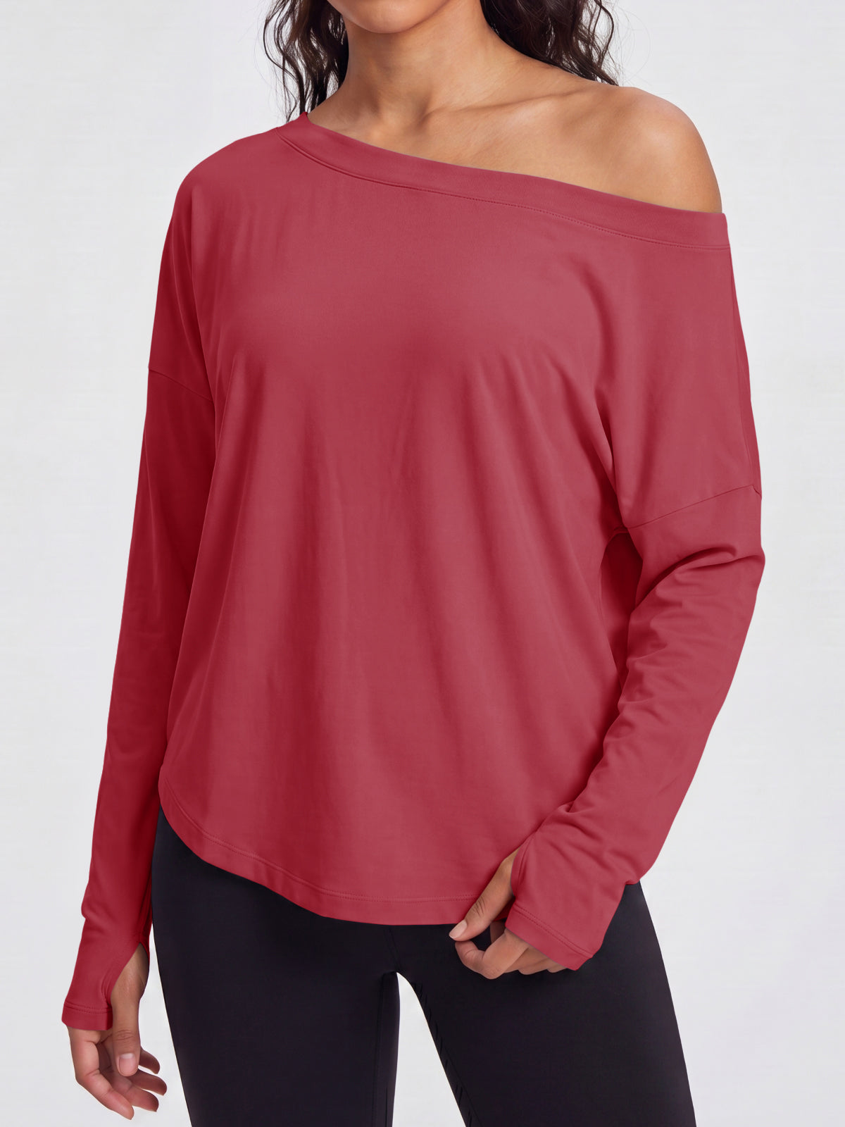 Aoysky Womens Burgundy Off Shoulder Top