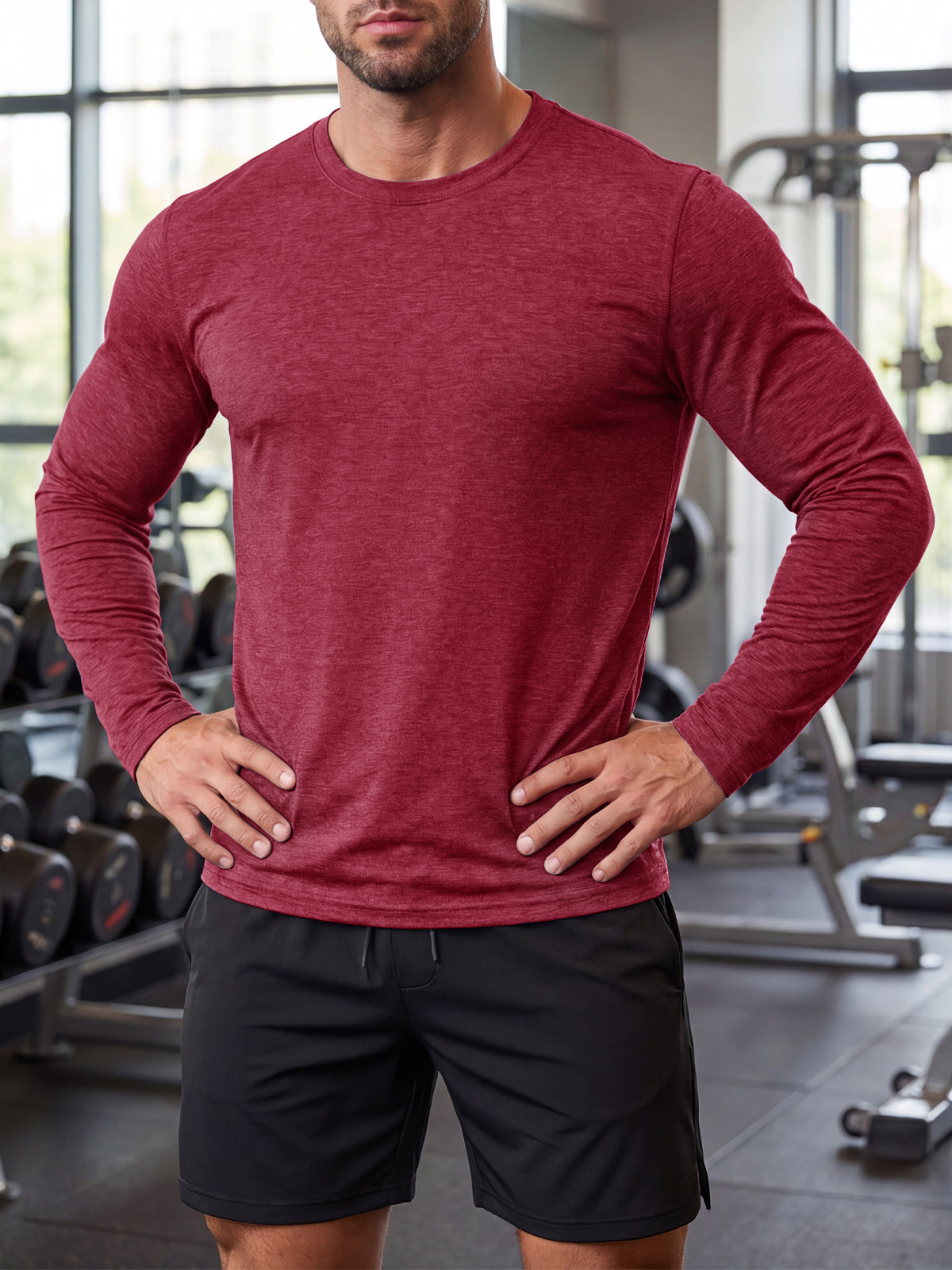 Aoysky Mens Burgundy Workout Shirt
