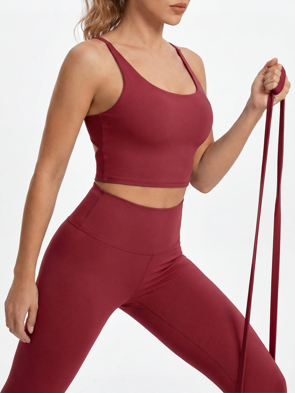 Aoysky Womens Burgundy Twist Back Sports Bra