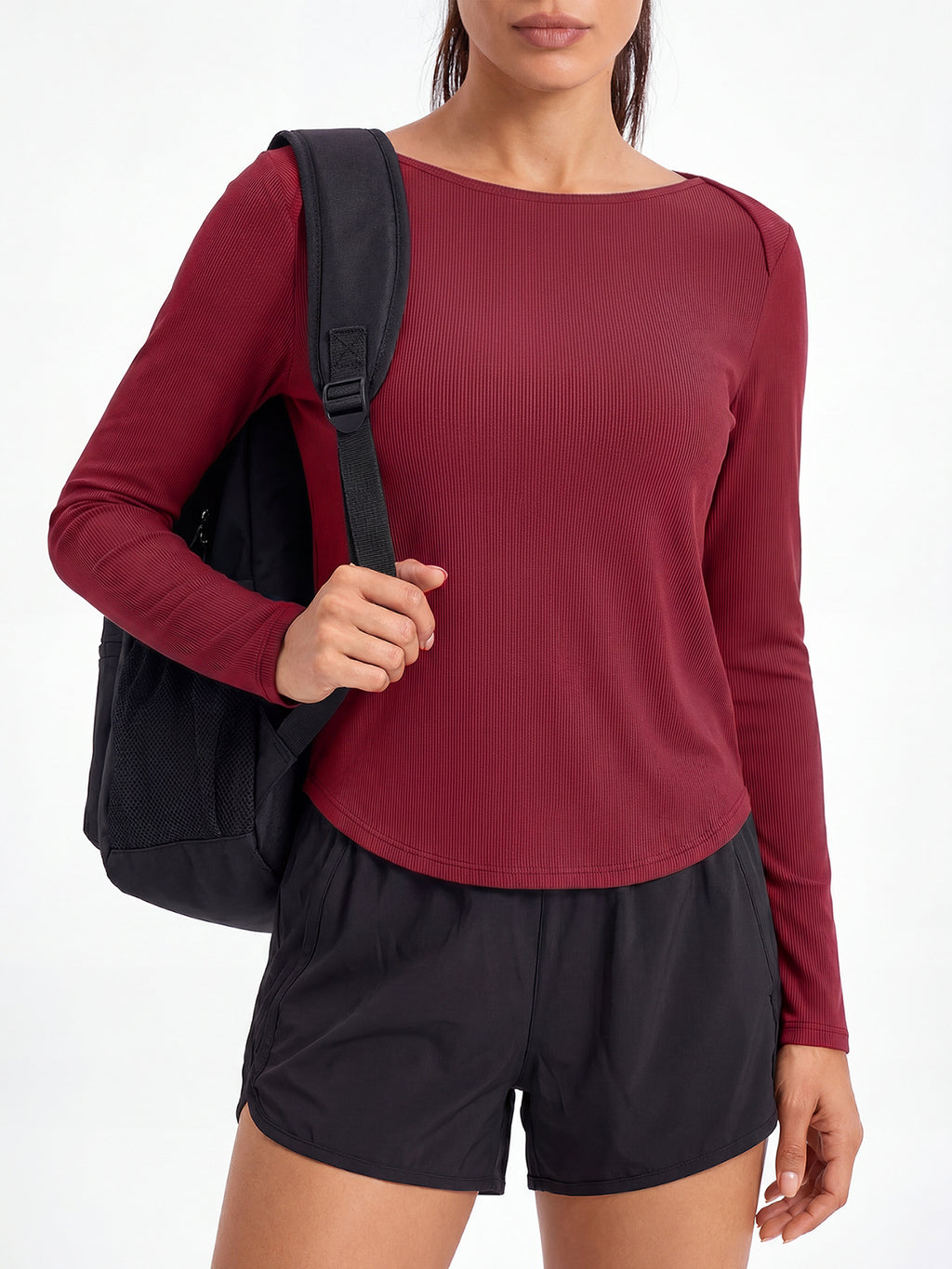 Aoysky Womens Burgundy Open Back Top