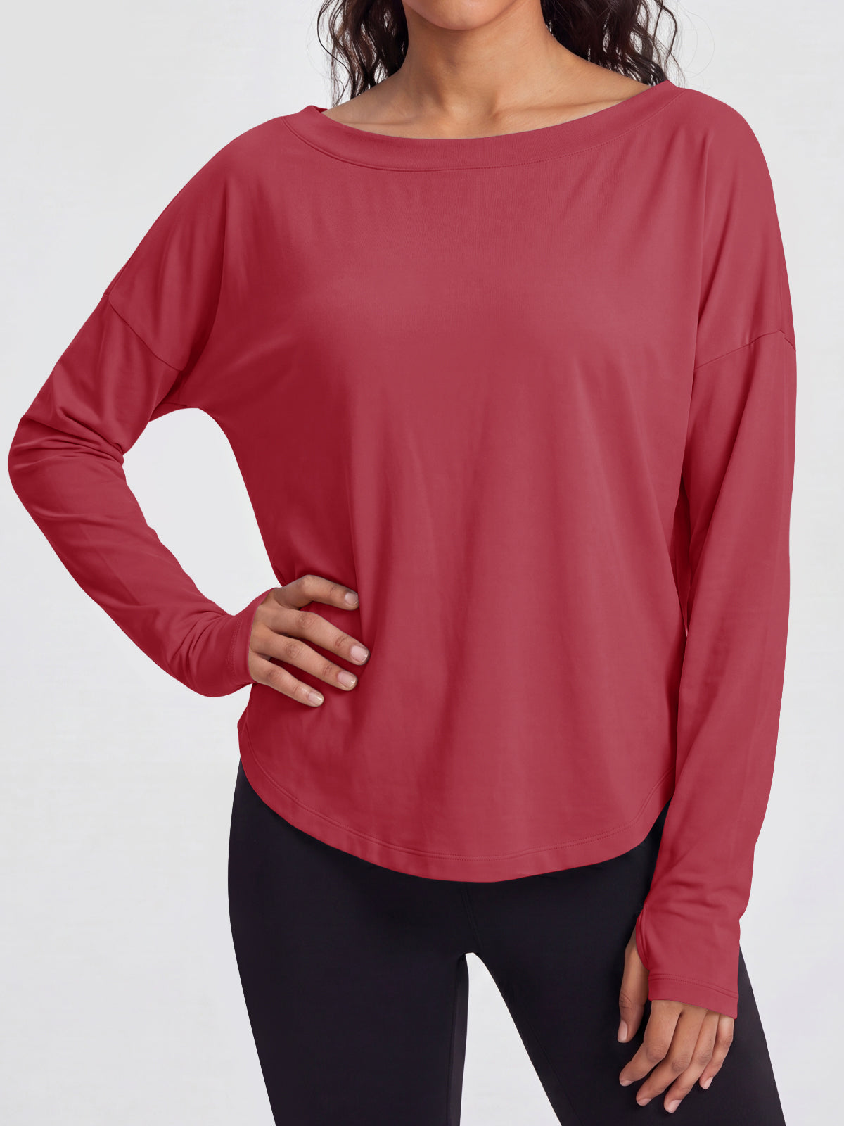 Aoysky Womens Burgundy Off Shoulder Top