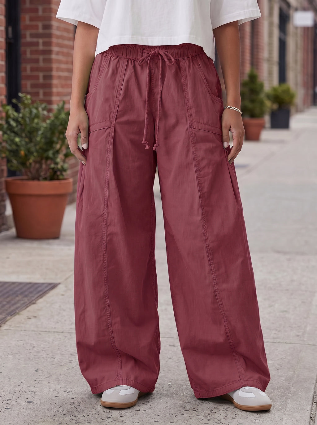 Aoysky Womens Burgundy Cargo Pants