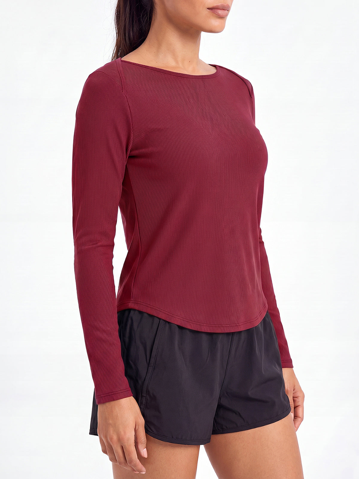 Aoysky Womens Burgundy Open Back Top