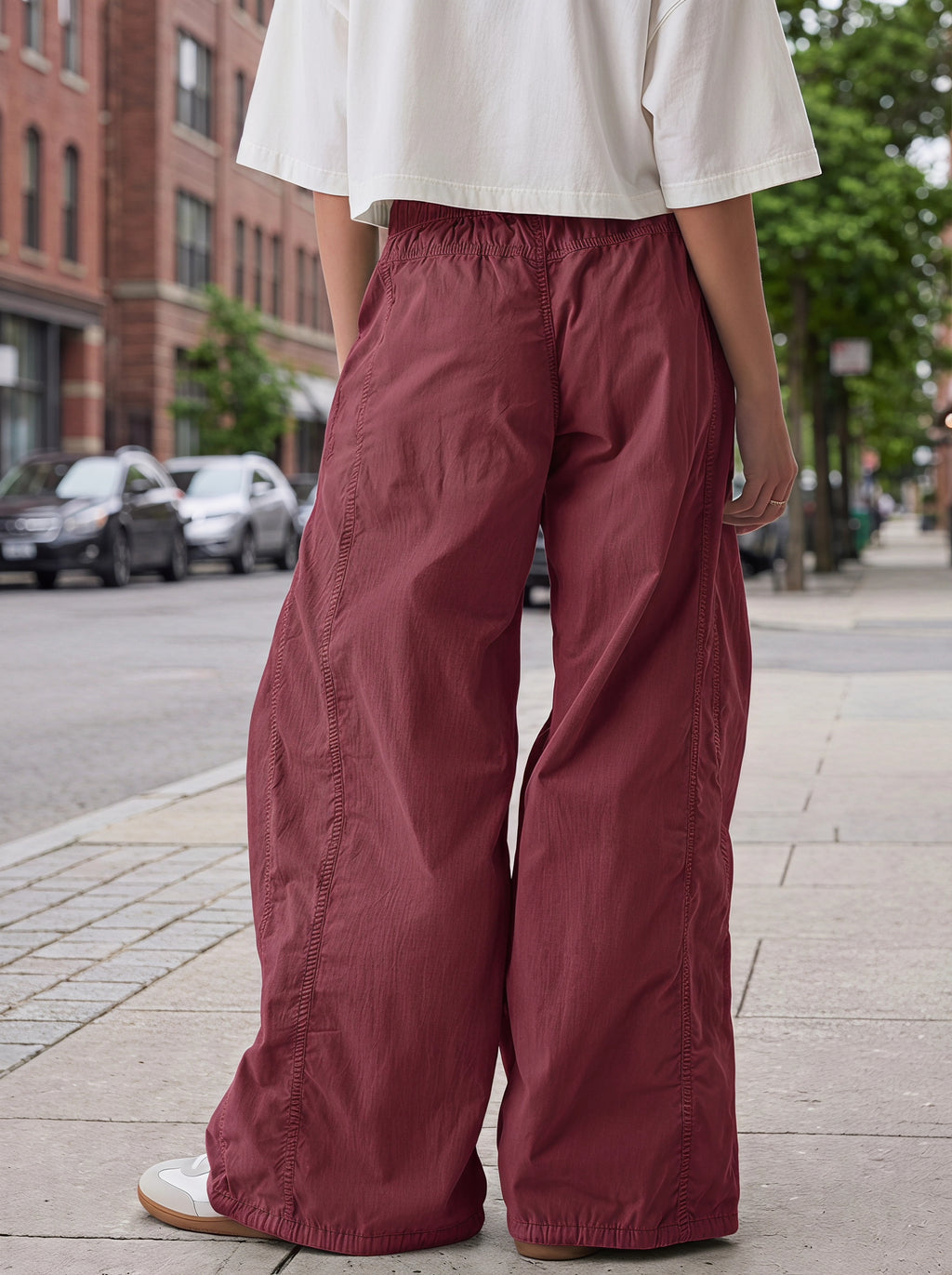 Aoysky Womens Burgundy Cargo Pants
