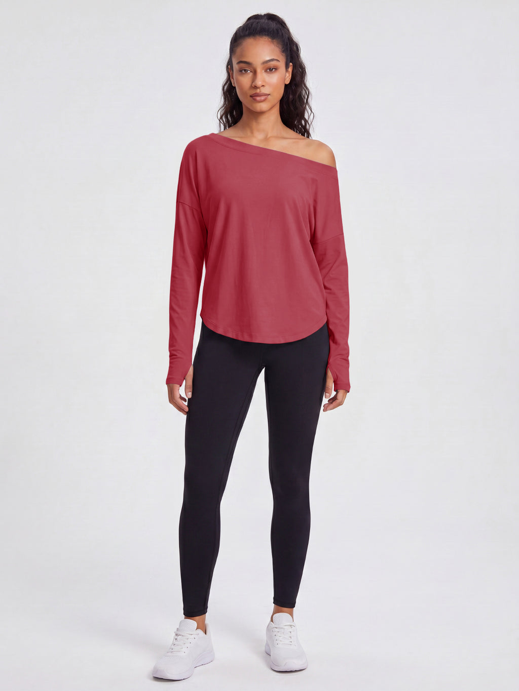 Aoysky Womens Burgundy Off Shoulder Top