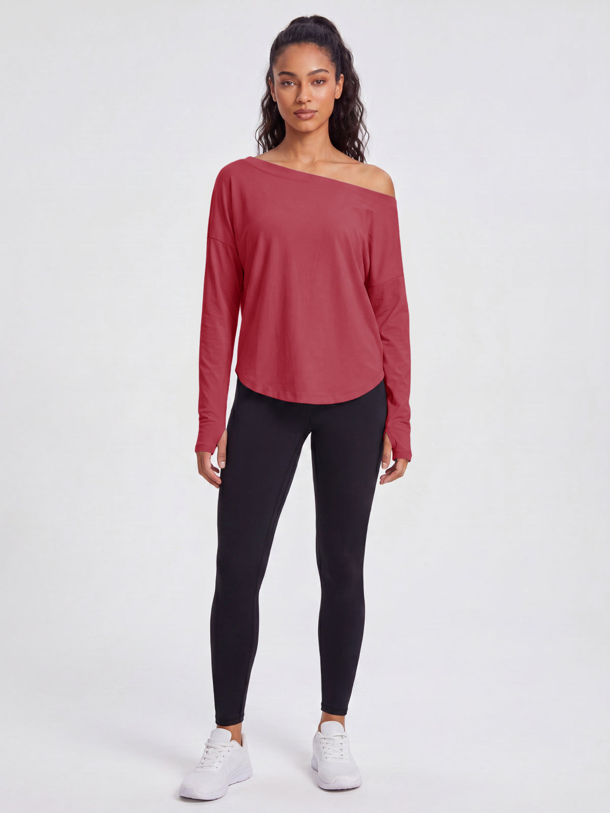 Aoysky Womens Burgundy Off Shoulder Top