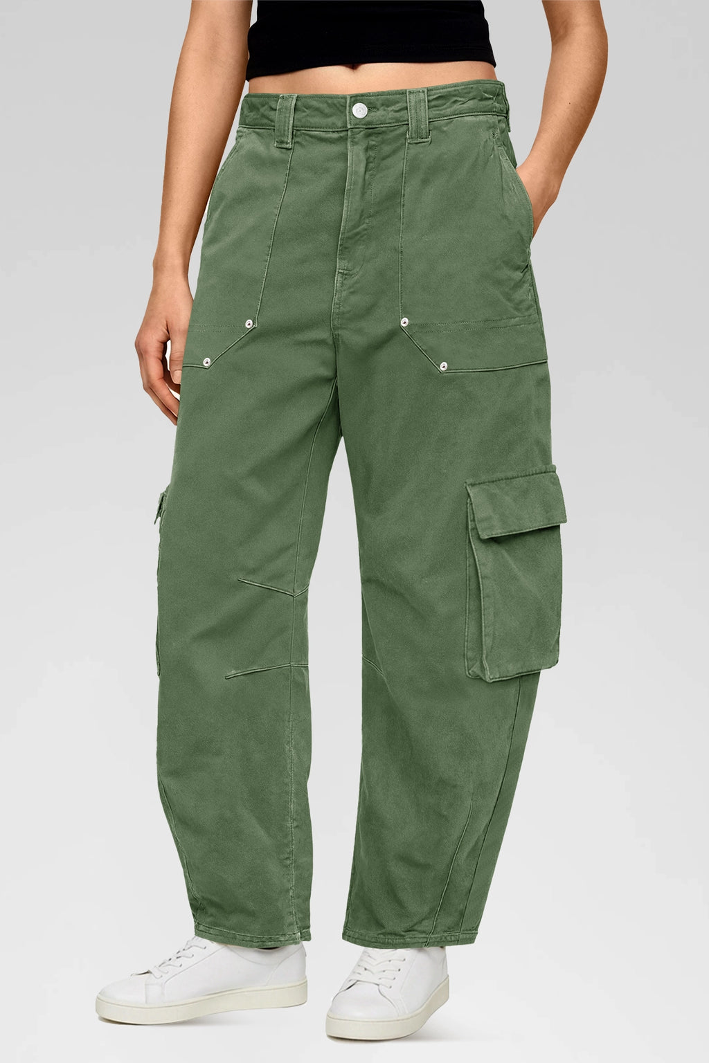 Aoysky Womens Army Green Wide Leg Baggy Cargo Pants