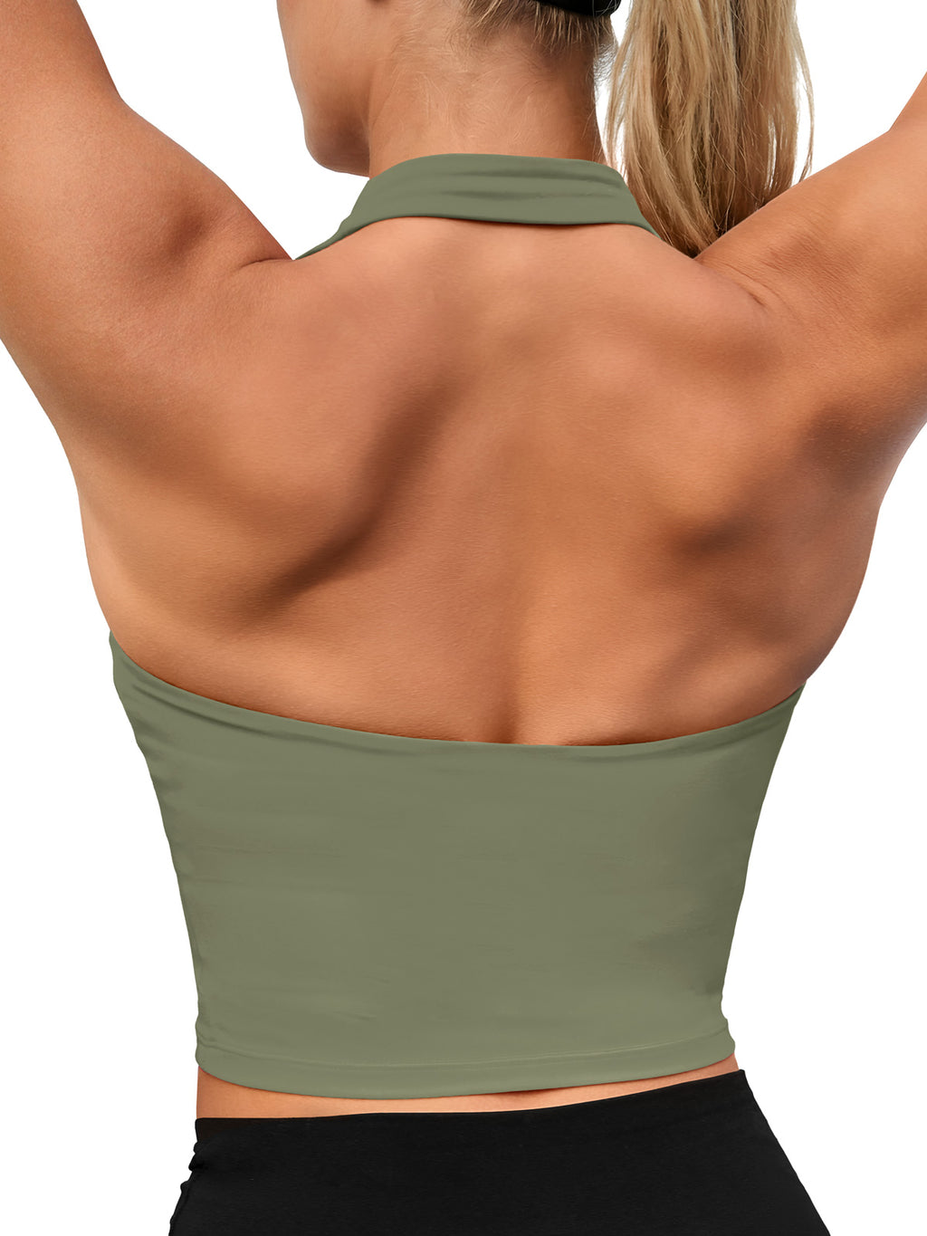Aoysky Womens Army Green Halter Workout Tank