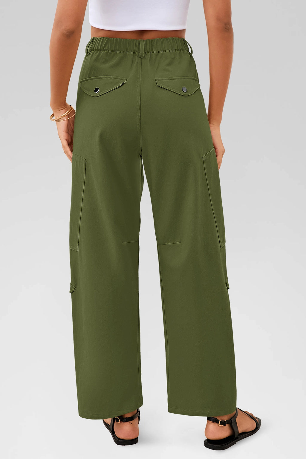Aoysky Womens Army Green Barrel Pants