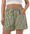 Aoysky Womens Army Green Striped Lounge Shorts