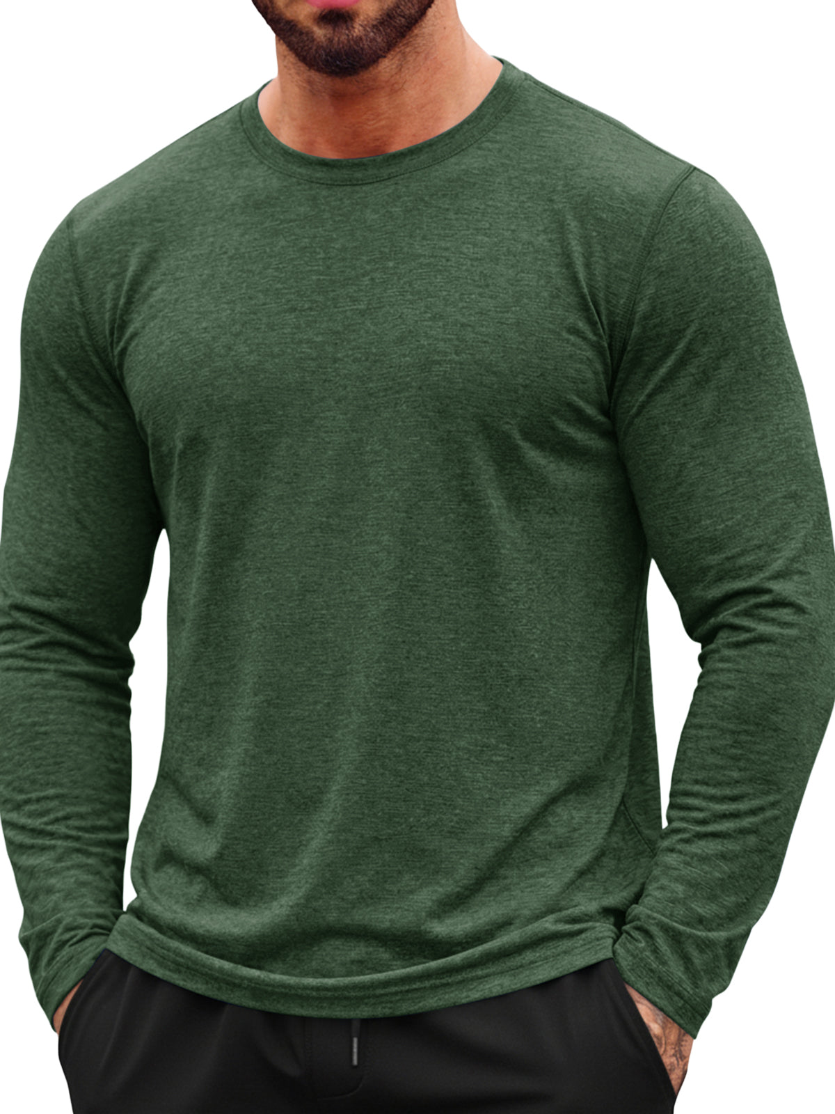 Aoysky Mens Army Green Workout Shirt