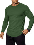 Aoysky Mens Army Green Ribbed Workout Shirt