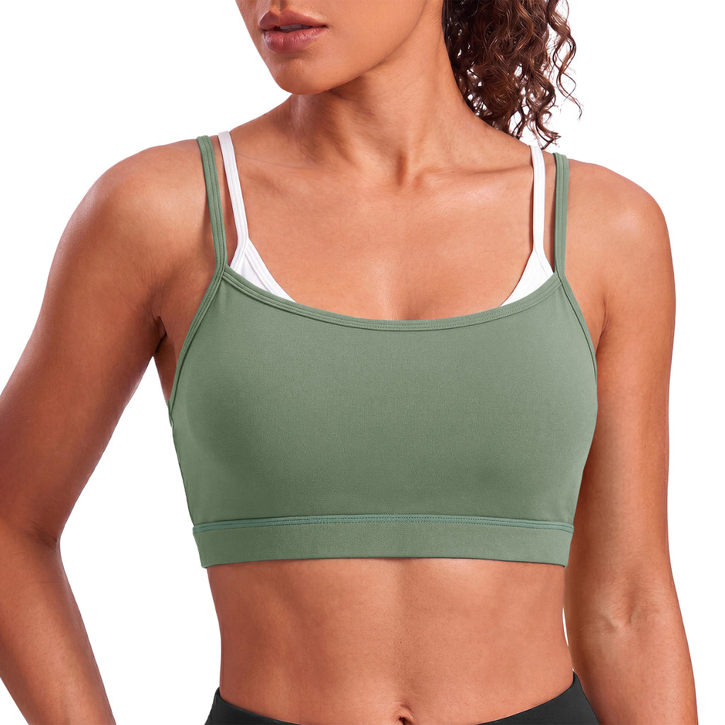 Aoysky Womens Olive Green Strappy Sports Bra