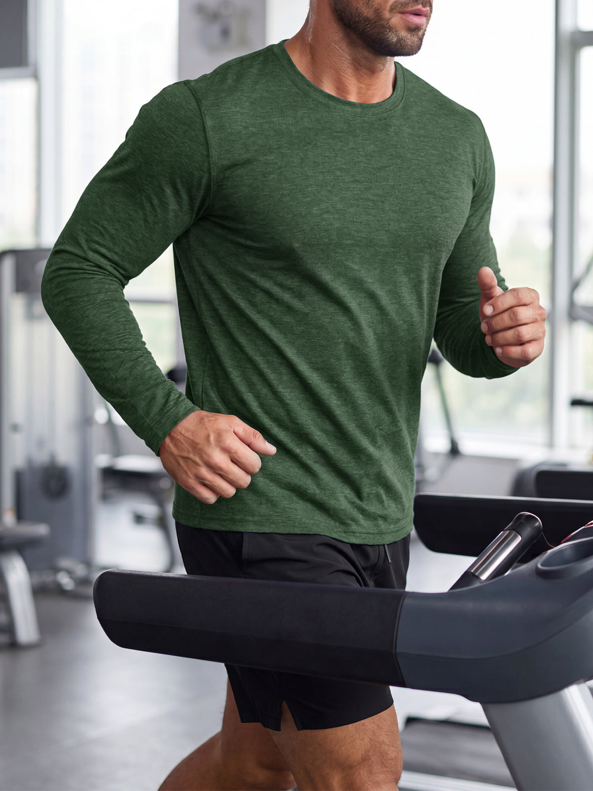 Aoysky Mens Army Green Workout Shirt