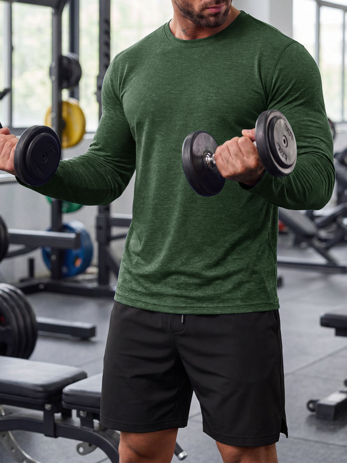 Aoysky Mens Army Green Workout Shirt