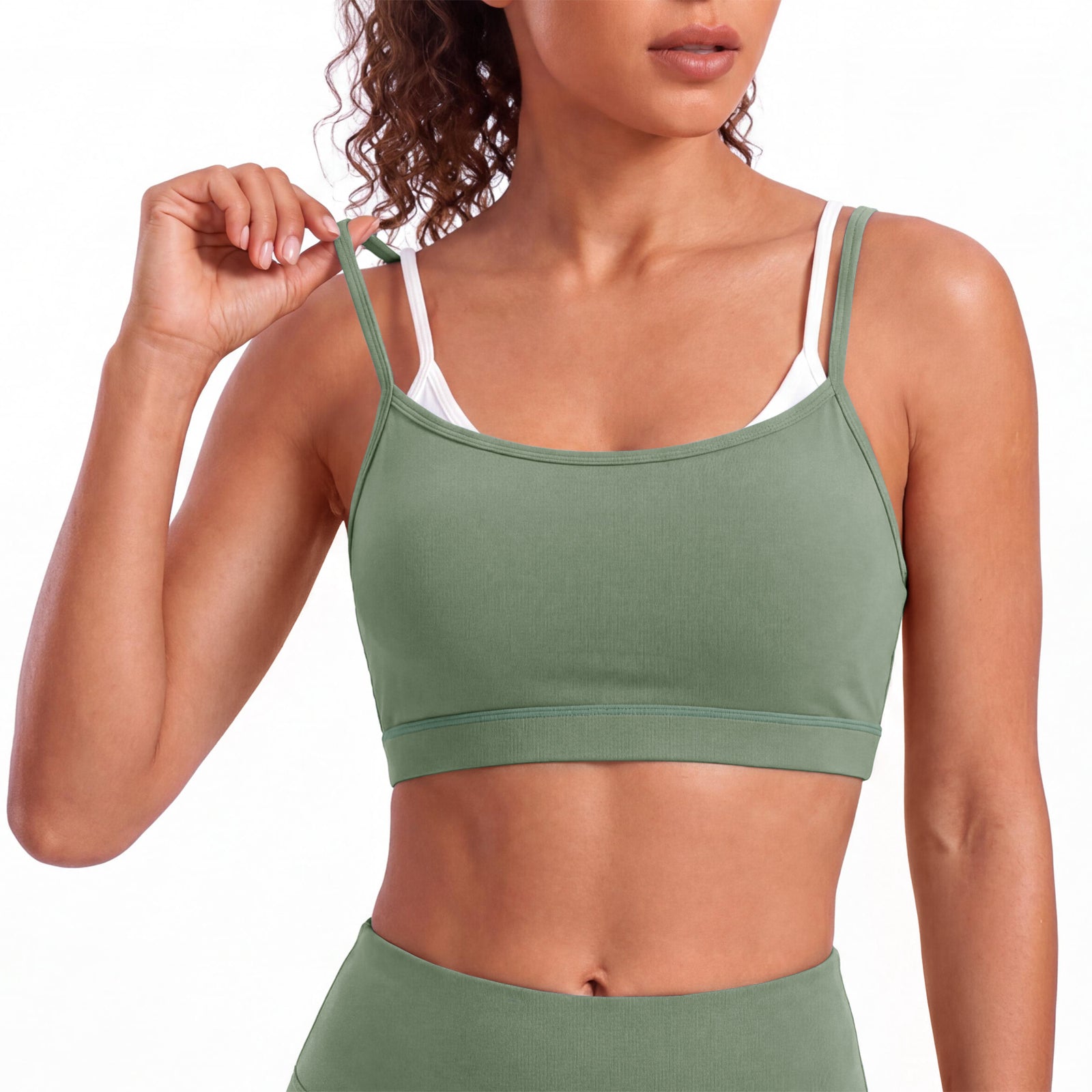 Aoysky Womens Olive Green Strappy Sports Bra