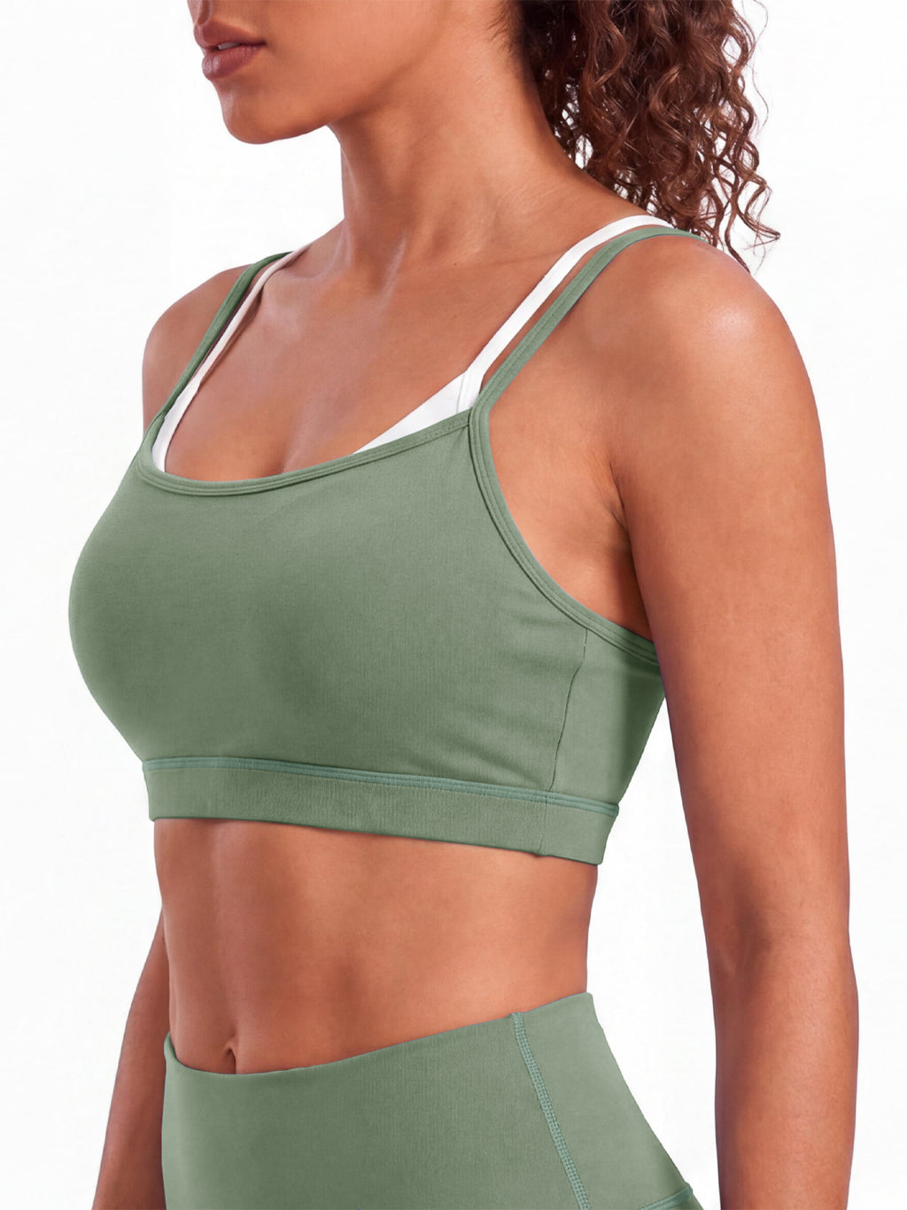 Aoysky Womens Olive Green Strappy Sports Bra