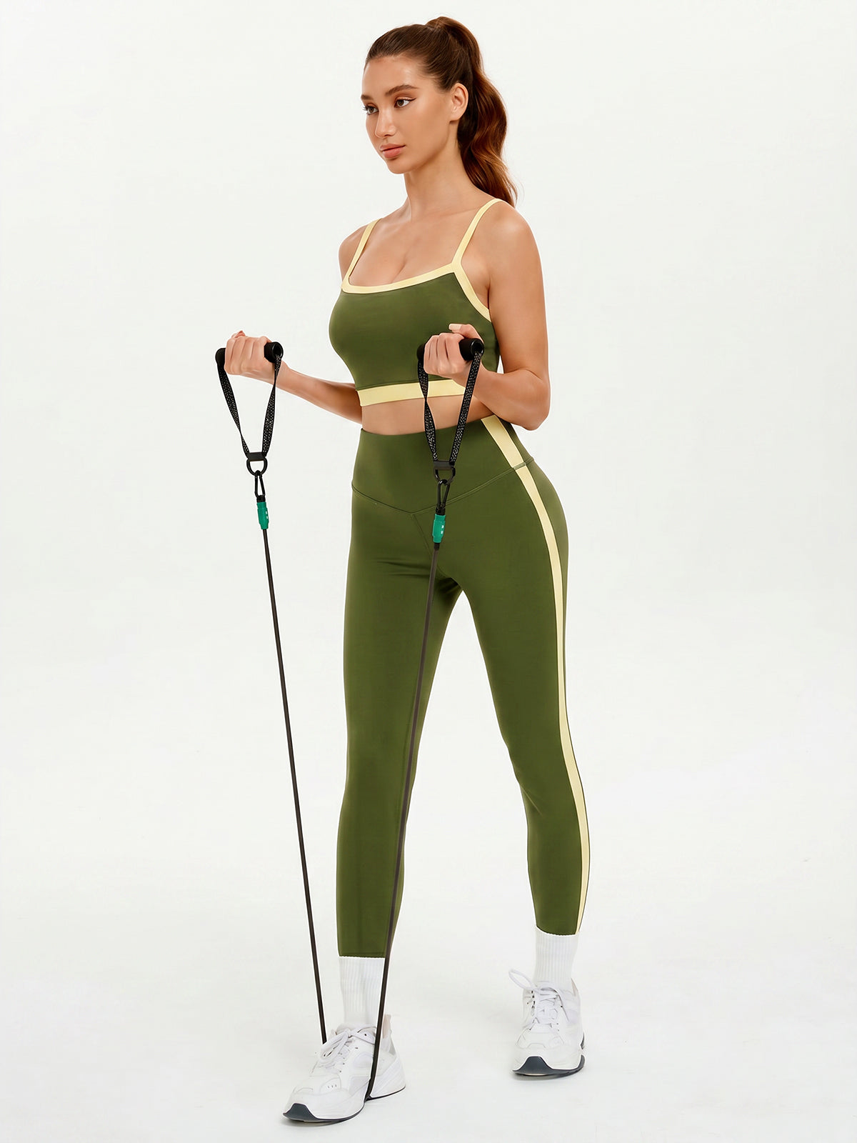 Aoysky Womens Army Green 2 Piece Workout Set