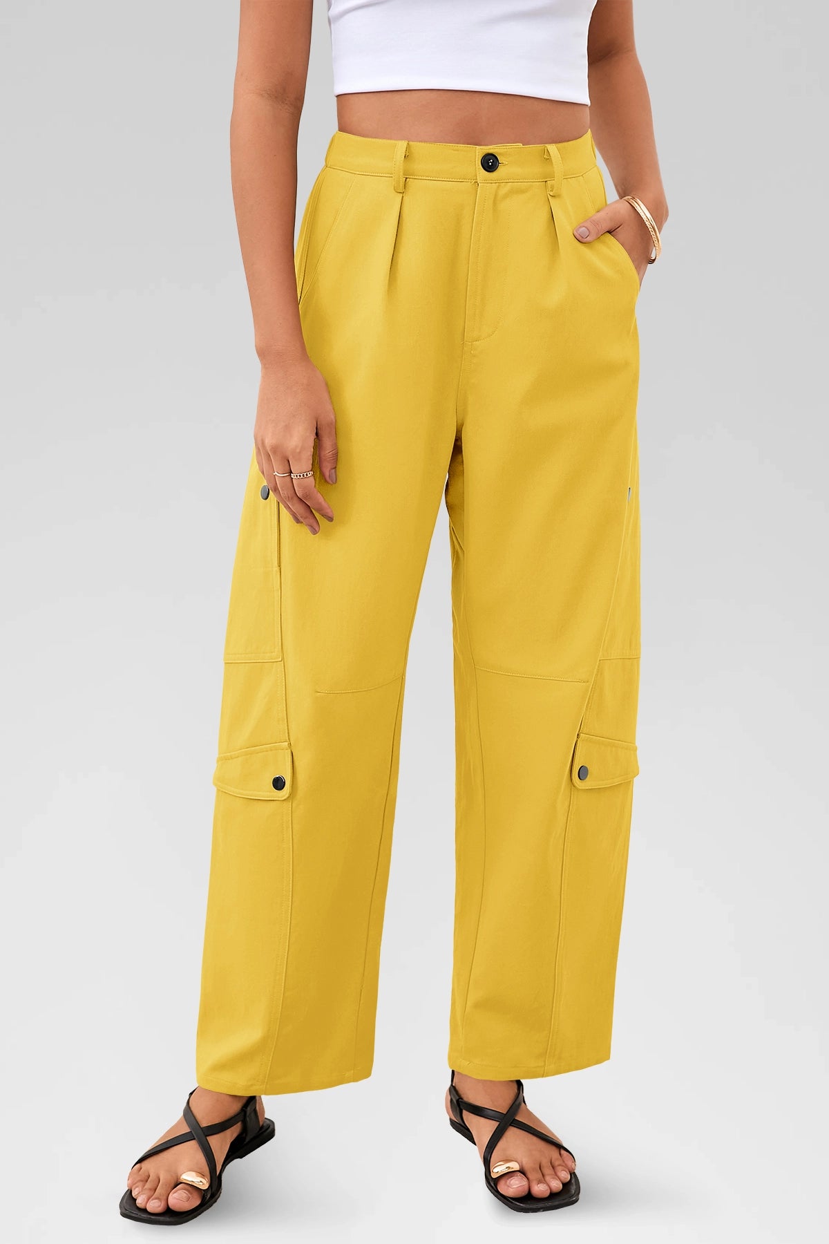 Aoysky Womens Mustard Barrel Pants
